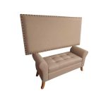 Banqueta Baúl + Respaldo de Cama Tachas 2 Plazas (variedad de colores)
